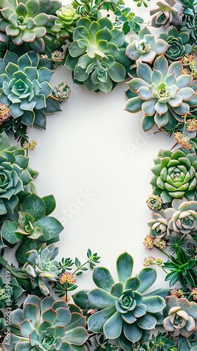 Desert Scene A square frame designed to mimic a desert scene with succulents and caction white background photo