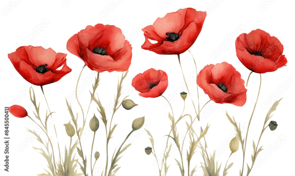 Fototapeta premium PNG Red poppies flower poppy plant.