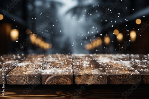 A rustic wooden table duste...