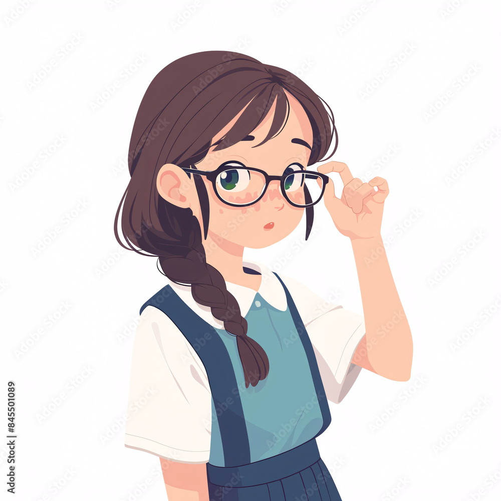 Flat wind little fresh girl cartoon expression cute girl character illustration Flat wind little fresh girl cartoon expression cute girl character illustration