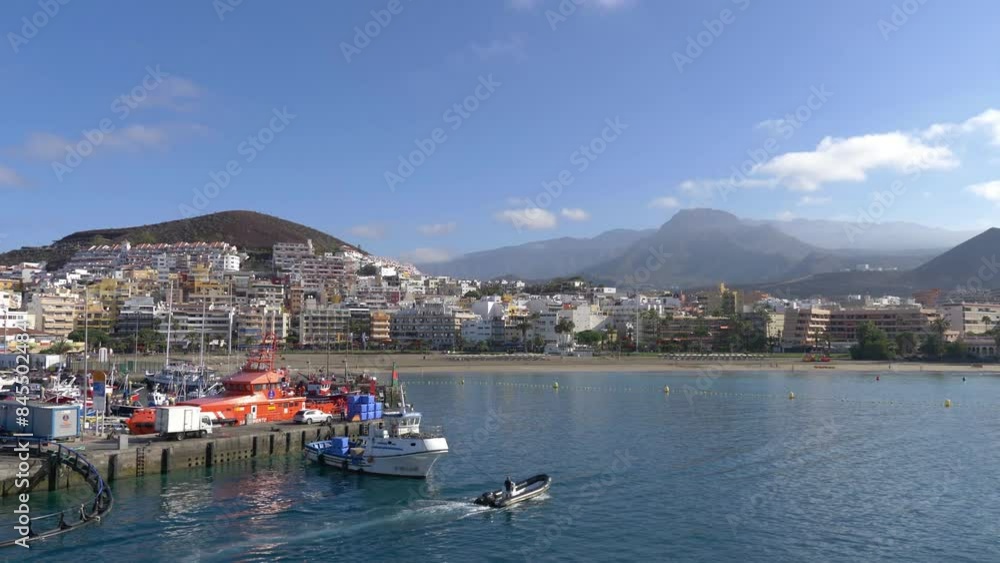 Departure from the port of Tenerife island in Spain in 4k slow motion 60fps