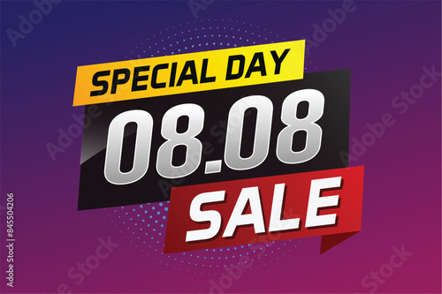 8.8 Special day sale word concept vector illustration with ribbon and 3d style for use landing page, template, ui, web, mobile app, poster, banner, flyer, background, gift card, coupon

