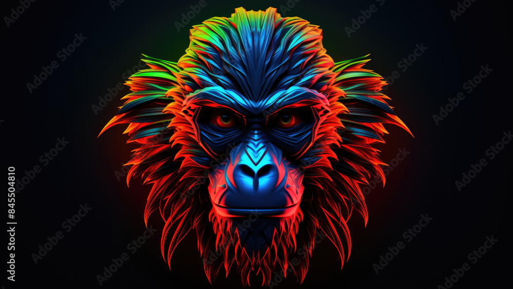 Futuristic Neon Monkey Head Art with Glowing Effects
Futuristic Neon Monkey Head Art with Glowing Effects