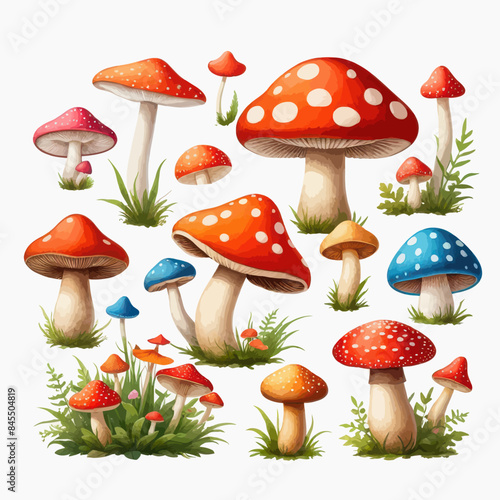 a bunch of mushrooms that are in the grass