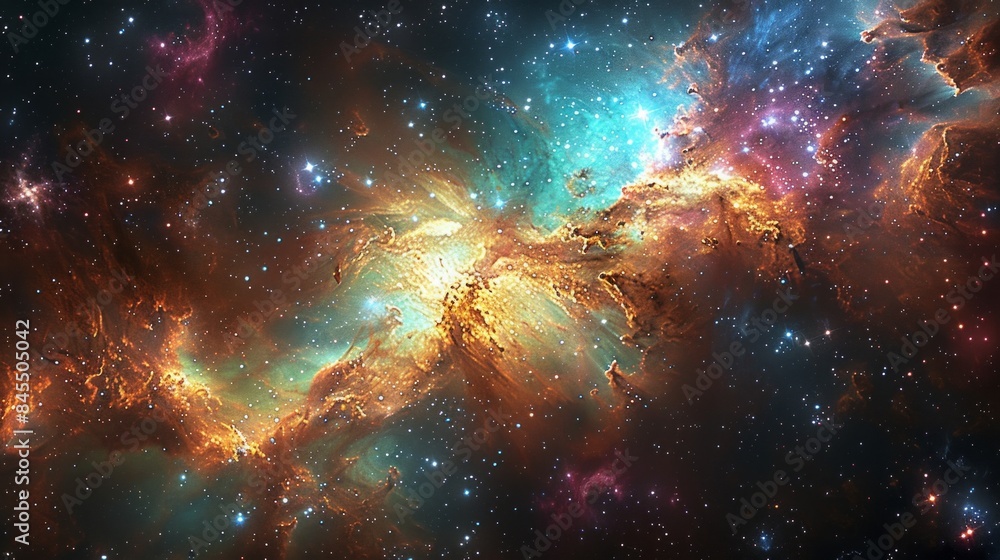 Astrology-themed illustration of a golden spiral in space, surrounded by celestial bodies and nebulae, showcasing the beauty of the golden ratio. AI Generative Astrology-themed illustration of a golden spiral in space, surrounded by celestial bodies and nebulae, showcasing the beauty of the golden ratio. AI Generative