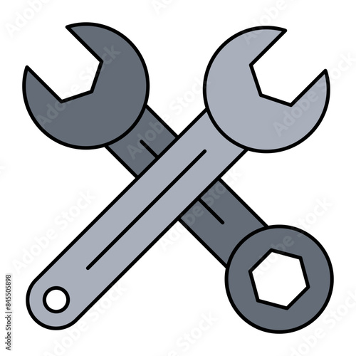 Repairman spanners or wrenches concept, cross combination spanners vector outline design, Industrial EquipmentSymbol, 1st of May Sign,  International Workers Day stock illustration