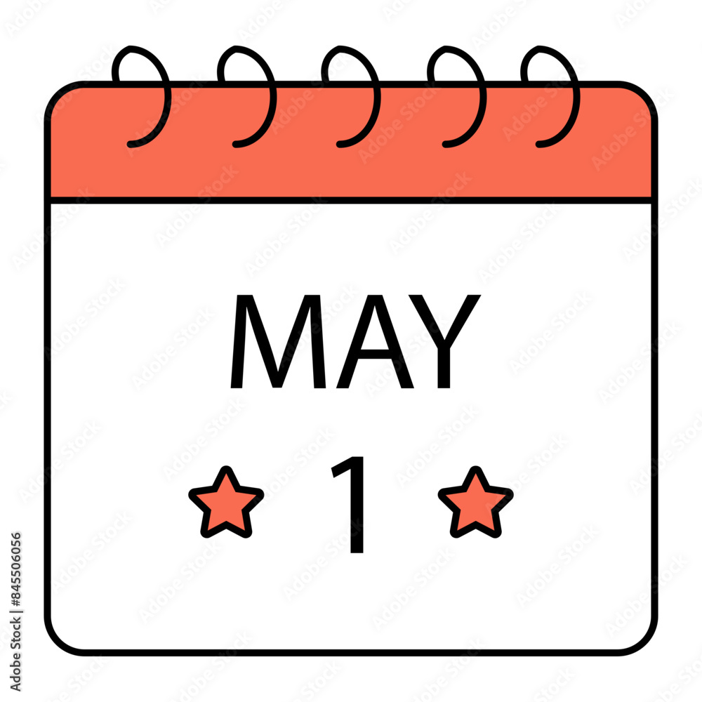 labour day reminder or calendar concept, Ring Binder with 1 May and Stars vector outline design, Industrial EquipmentSymbol, 1st of May Sign, International Workers Day stock illustration labour day reminder or calendar concept, Ring Binder with 1 May and Stars vector outline design, Industrial EquipmentSymbol, 1st of May Sign, International Workers Day stock illustration