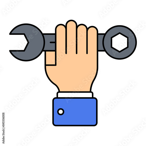 workforce movement concept, trade unionism vector outline design, Industrial EquipmentSymbol, 1st of May Sign,  International Workers Day stock illustration