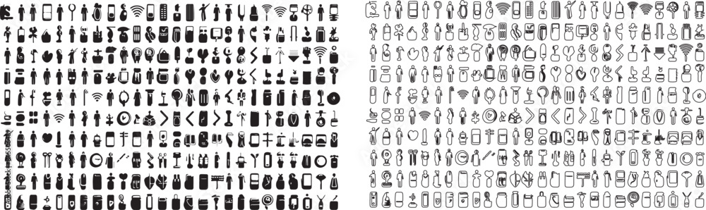Each round icon represents a unique object or concept, from modern digital devices such as smartphones social and laptops to more abstract symbols like facebook, twitter, IMO, Youtube, Wi-Fi signals Each round icon represents a unique object or concept, from modern digital devices such as smartphones social and laptops to more abstract symbols like facebook, twitter, IMO, Youtube, Wi-Fi signals