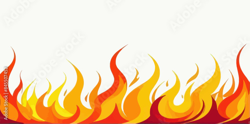 a red and yellow fire background with a white background