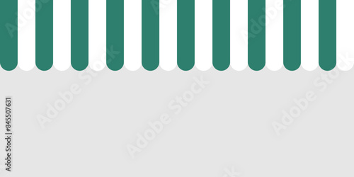 Green and white striped shop awning