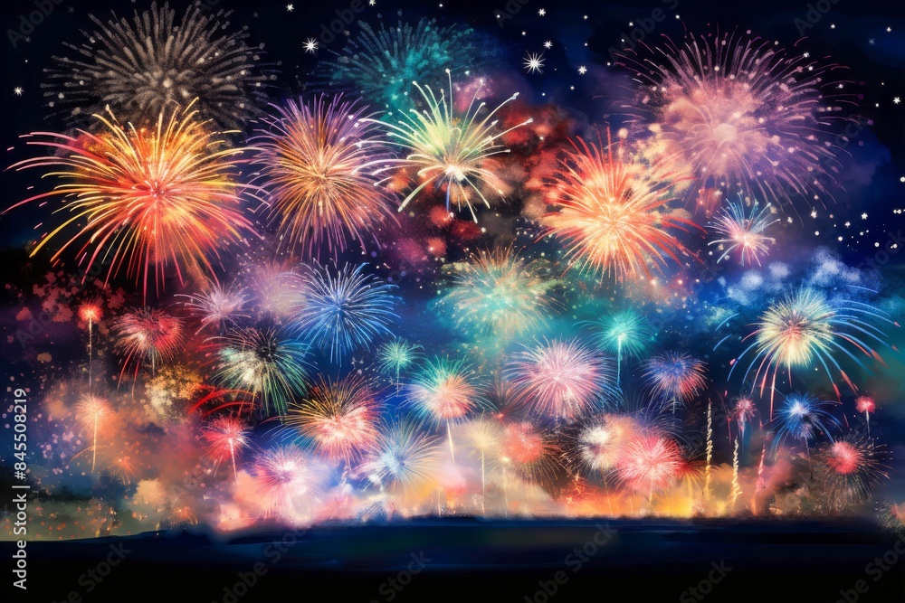 Fototapeta premium 夜空に咲く花火