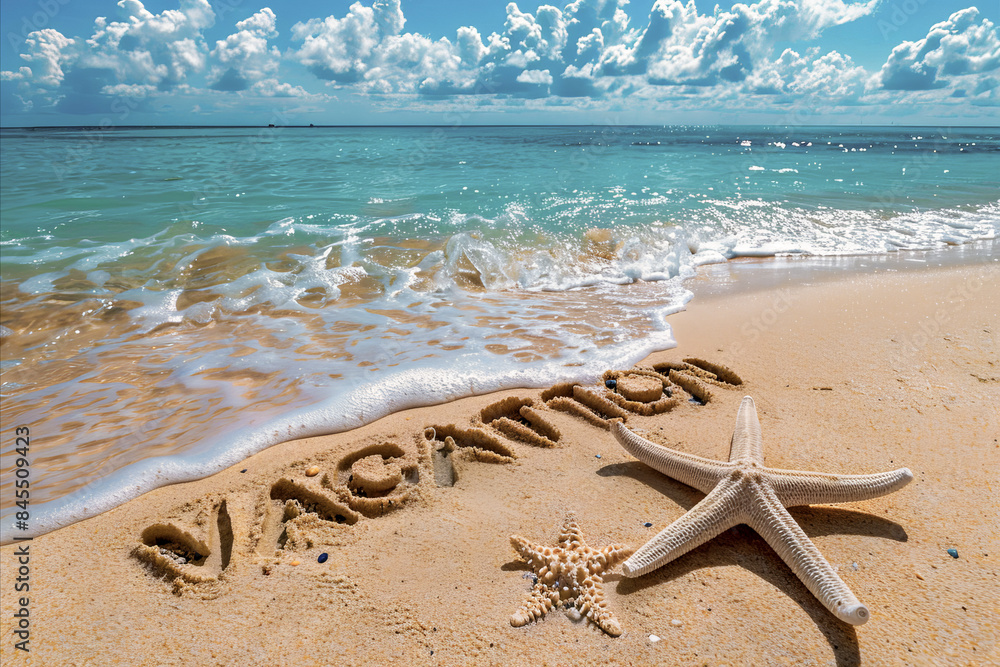 a serene beach scene with a serene beach scene with