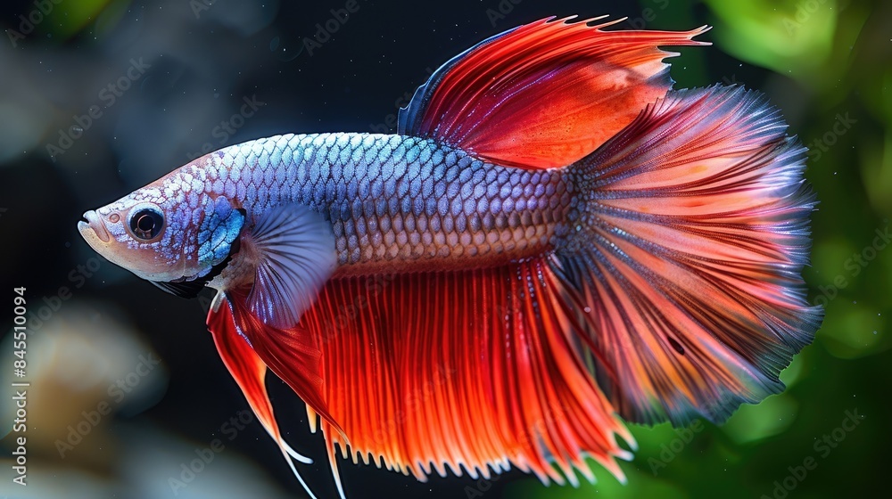 beautiful neon transparent fish with flowing fins on black background, generative ai beautiful neon transparent fish with flowing fins on black background, generative ai