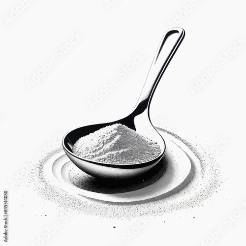 a spoon filled with white powder on top of a plate