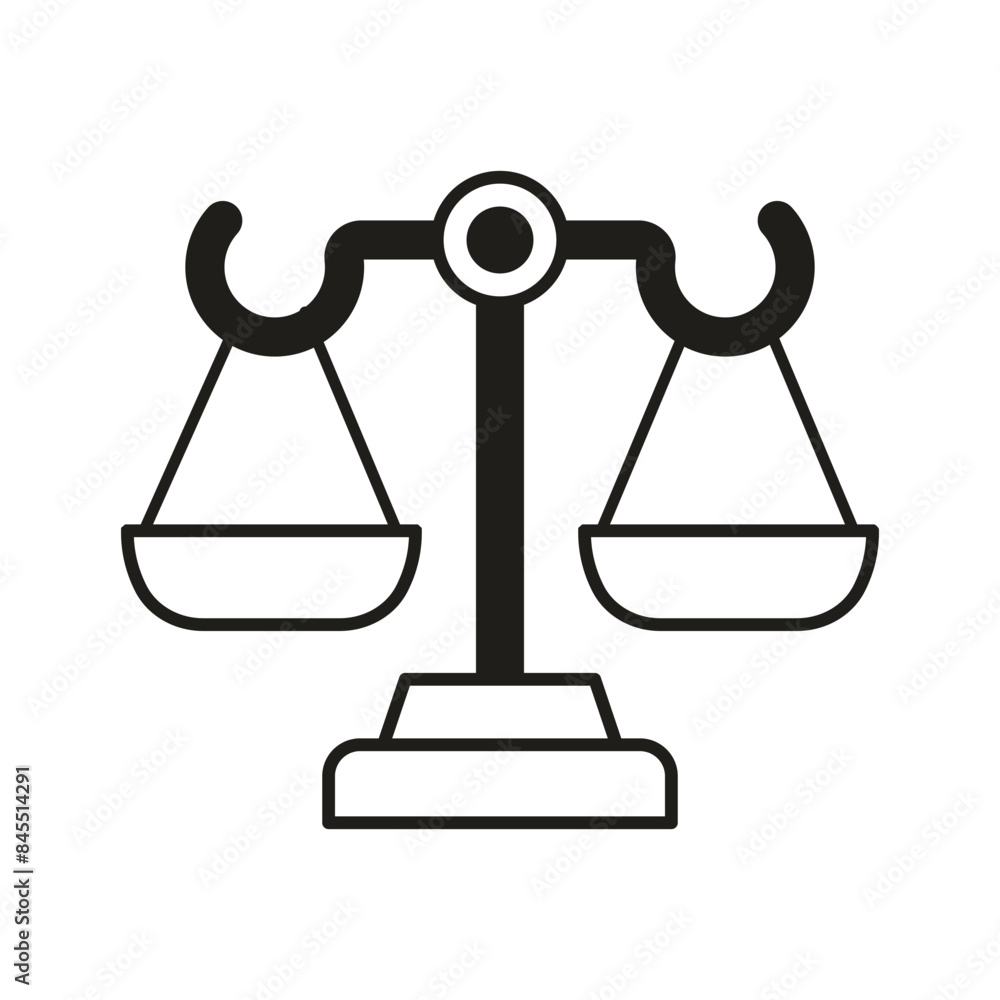 Scales of Justice Icon in Line Art Design Scales of Justice Icon in Line Art Design
