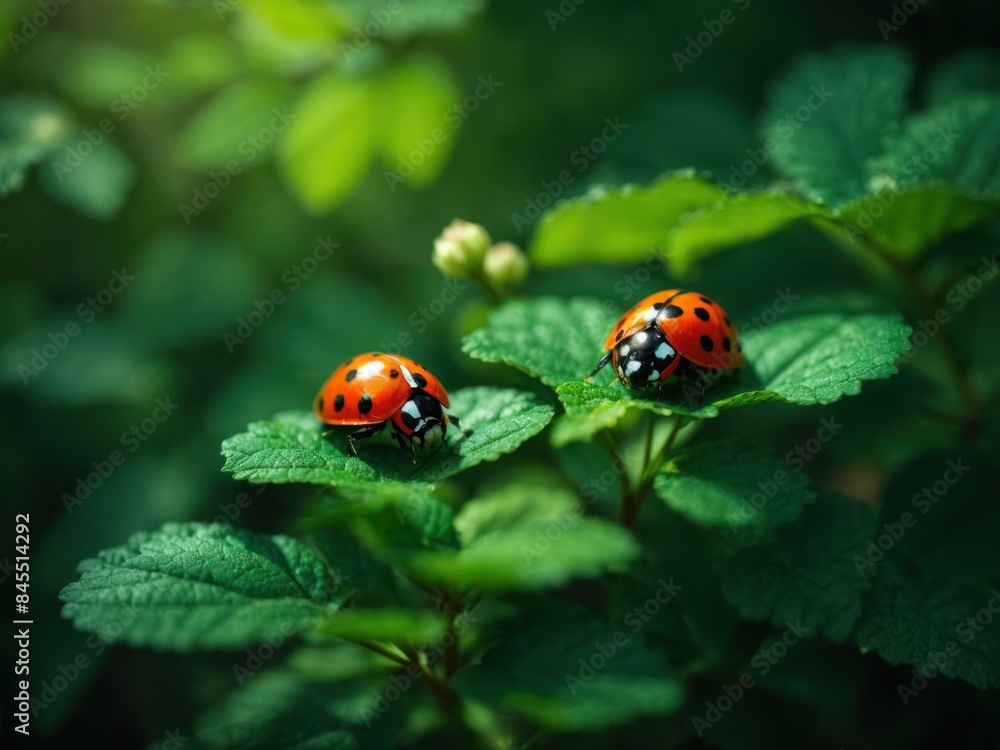 Beautiful juicy leaves curl plants two ladybirds Beautiful juicy leaves curl plants two ladybirds