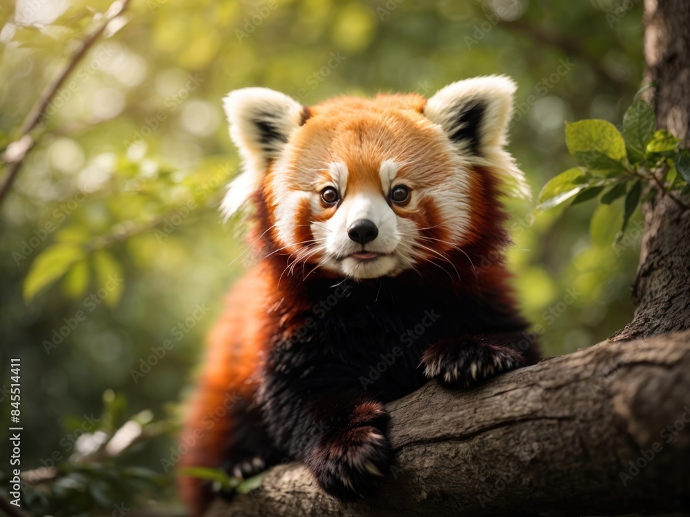 beautiful little red panda sit on the tree beautiful little red panda sit on the tree