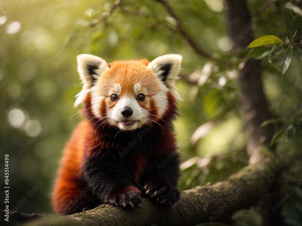 beautiful little red panda sit on the tree beautiful little red panda sit on the tree