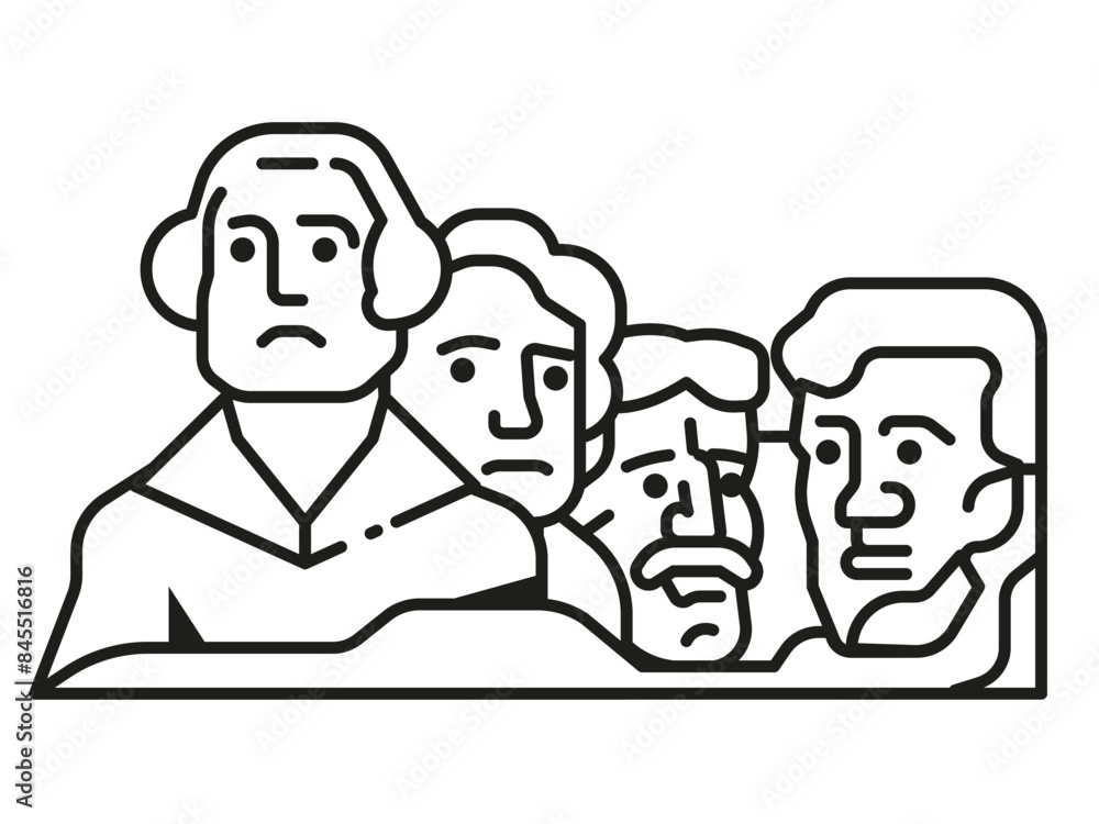 Mountain Rushmore Icon in Line Art