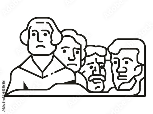 Obraz na płótnie Mountain Rushmore Icon in Line Art w salonie