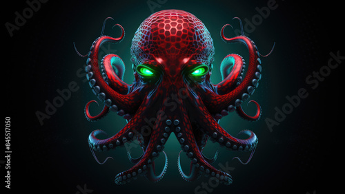 Futuristic Neon Octopus Art with Glowing Effects

