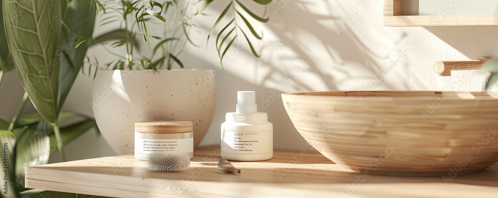 Product label mockup for a natural skincare line, highlighting organic ingredients and clean design. Hyperrealistic 4K photo. Product label mockup for a natural skincare line, highlighting organic ingredients and clean design. Hyperrealistic 4K photo.