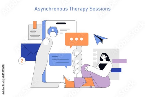 Telepsychology And Online Therapy. Flat Vector Illustration