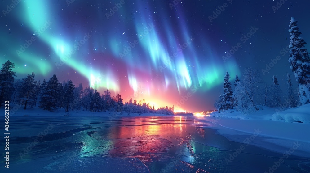 Enchanting Northern Lights Magic in Snowy Swedish Winter Wonderland Enchanting Northern Lights Magic in Snowy Swedish Winter Wonderland