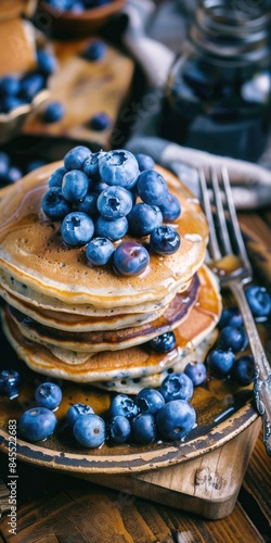 Homemade Delicious Pancakes with Blueberries - Epicure Breakfast Treat