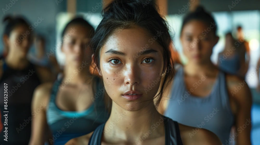 woman in an intense workout session at a gym. She has a focused, workout routine, athletic build woman in an intense workout session at a gym. She has a focused, workout routine, athletic build