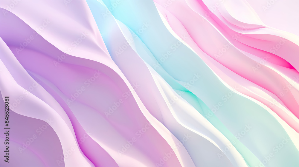 Obraz premium An abstract waves background with soft pastel hues of pink, lavender, and mint