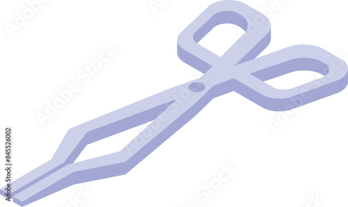 Laboratory tongs holding a chemical flask during experiment in isometric view