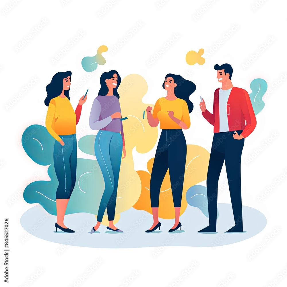 flat vector style illustration of a diverse group of people flat vector style illustration of a diverse group of people