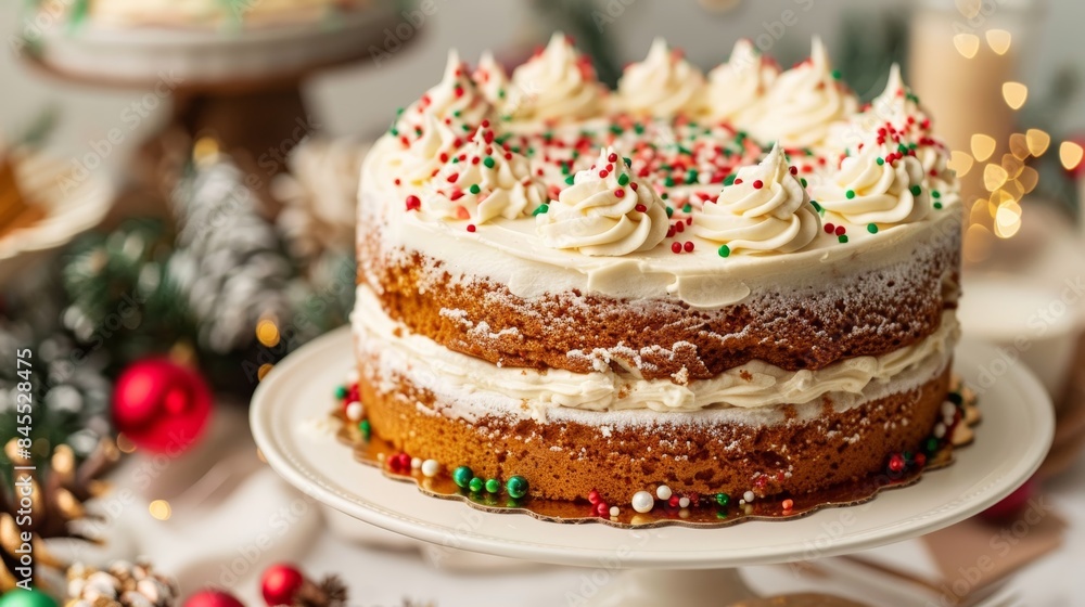 Gluten-Free Holiday Cake with Festive Frosting and Colorful Sprinkles for Celebrations Gluten-Free Holiday Cake with Festive Frosting and Colorful Sprinkles for Celebrations