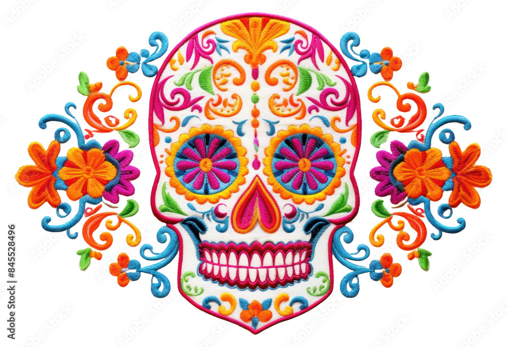 PNG Skull border embroidery pattern art. PNG Skull border embroidery pattern art.
