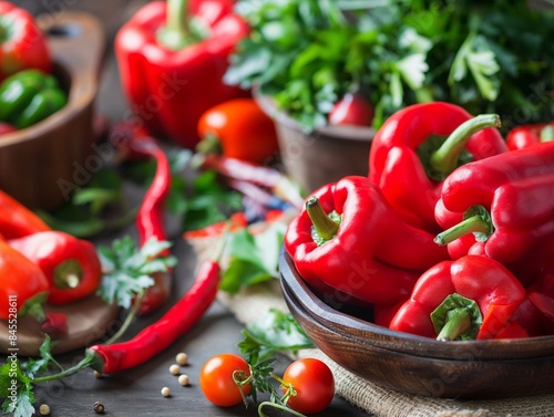 red peppers dishes stuffed with herbs  healthy nutrition