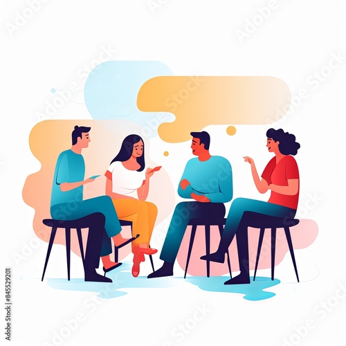 flat vector style illustration of a diverse group of people