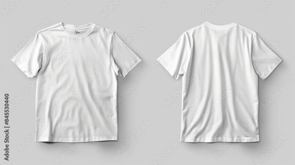 White blank T-shirt template,from two sides, natural shape on invisible mannequin, for your design mockup for print, isolated on white background. White blank T-shirt template,from two sides, natural shape on invisible mannequin, for your design mockup for print, isolated on white background.