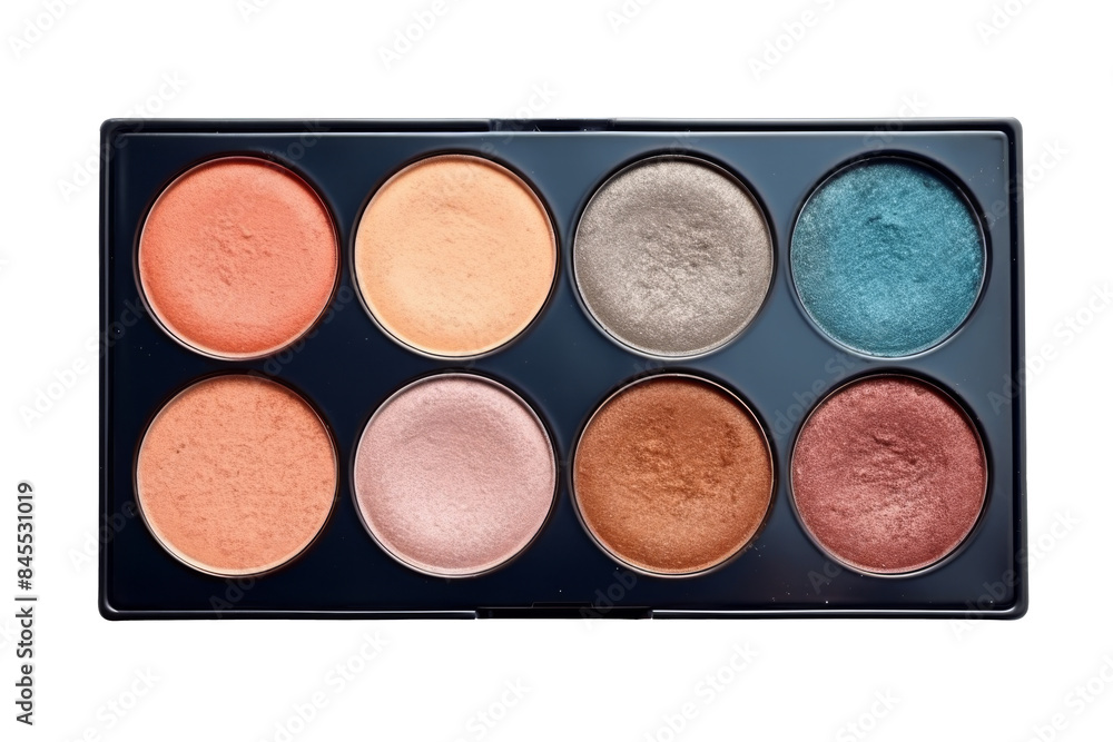 Multi-colored eyeshadow palette case isolated on transparent background. Multi-colored eyeshadow palette case isolated on transparent background.