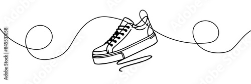 Continuous one line drawing sneaker vector illustration minimalism concept