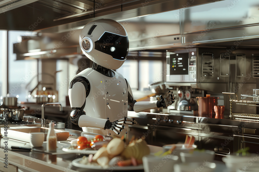 Social Robot Cooking in Modern Kitchen Social Robot Cooking in Modern Kitchen