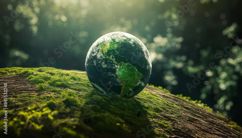 Green Planet Earth with Grass and Continents