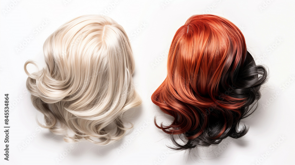 Fototapeta premium modern stylish hair wig isolated on white background 