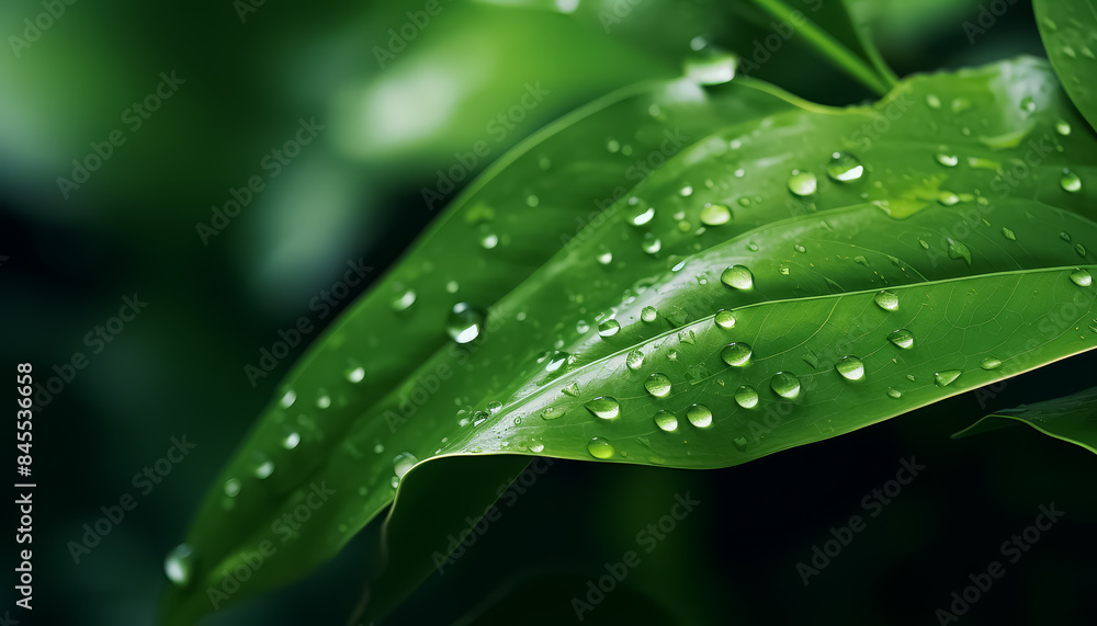 A drop of rain or dew on green leaves A drop of rain or dew on green leaves