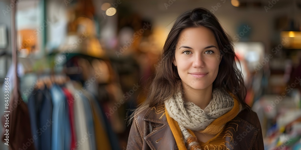 A brunette woman shopping in a thrift store captured in a portrait. Concept Thrifting, Portrait, Brunette, Shopping, Vintage A brunette woman shopping in a thrift store captured in a portrait. Concept Thrifting, Portrait, Brunette, Shopping, Vintage