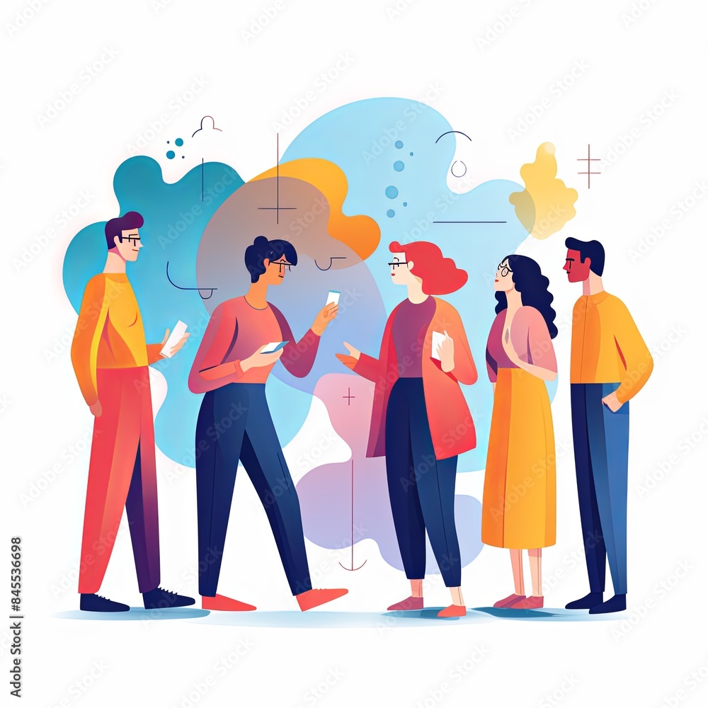 flat vector style illustration of a diverse group of people flat vector style illustration of a diverse group of people