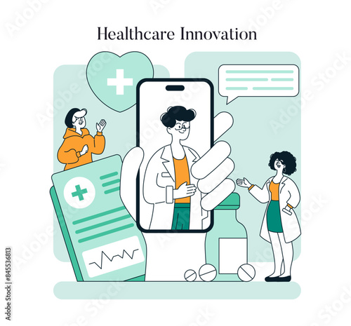 Healthcare Innovation. Flat Vector Illustration