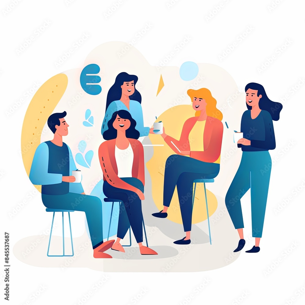 flat vector style illustration of a diverse group of people flat vector style illustration of a diverse group of people