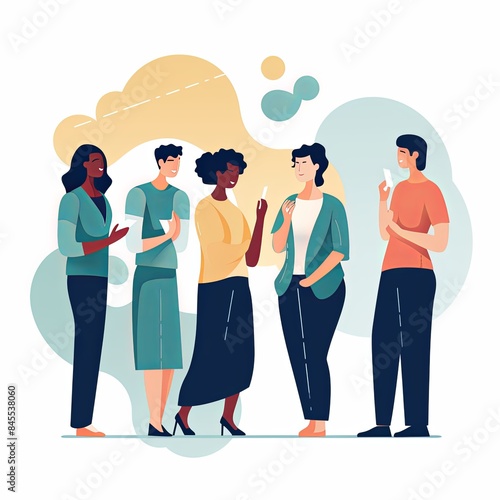 flat vector style illustration of a diverse group of people